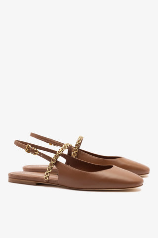 Sapatilha Georgina Milanina Couro Caramelo Womens - Shoes - Flats Larroudé