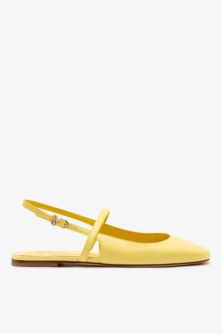 Sapatilha Georgina Couro Amarelo Flat Larroudé