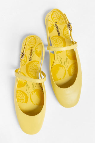 Sapatilha Georgina Couro Amarelo Flat Larroudé