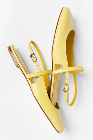 Sapatilha Georgina Couro Amarelo Flat Larroudé
