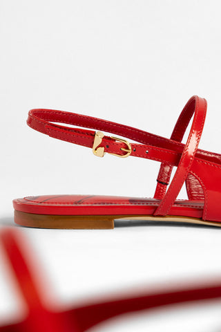 Sapatilha Georgina Couro Verniz Vermelho