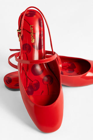 Sapatilha Georgina Couro Verniz Vermelho