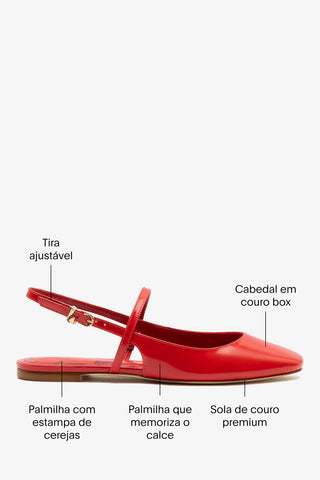 Sapatilha Georgina Couro Vermelho Flat Larroudé