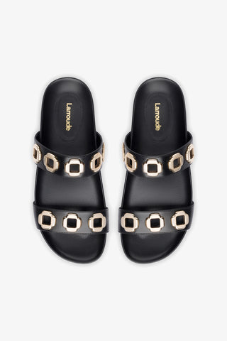 Milan Slide In Black Leather