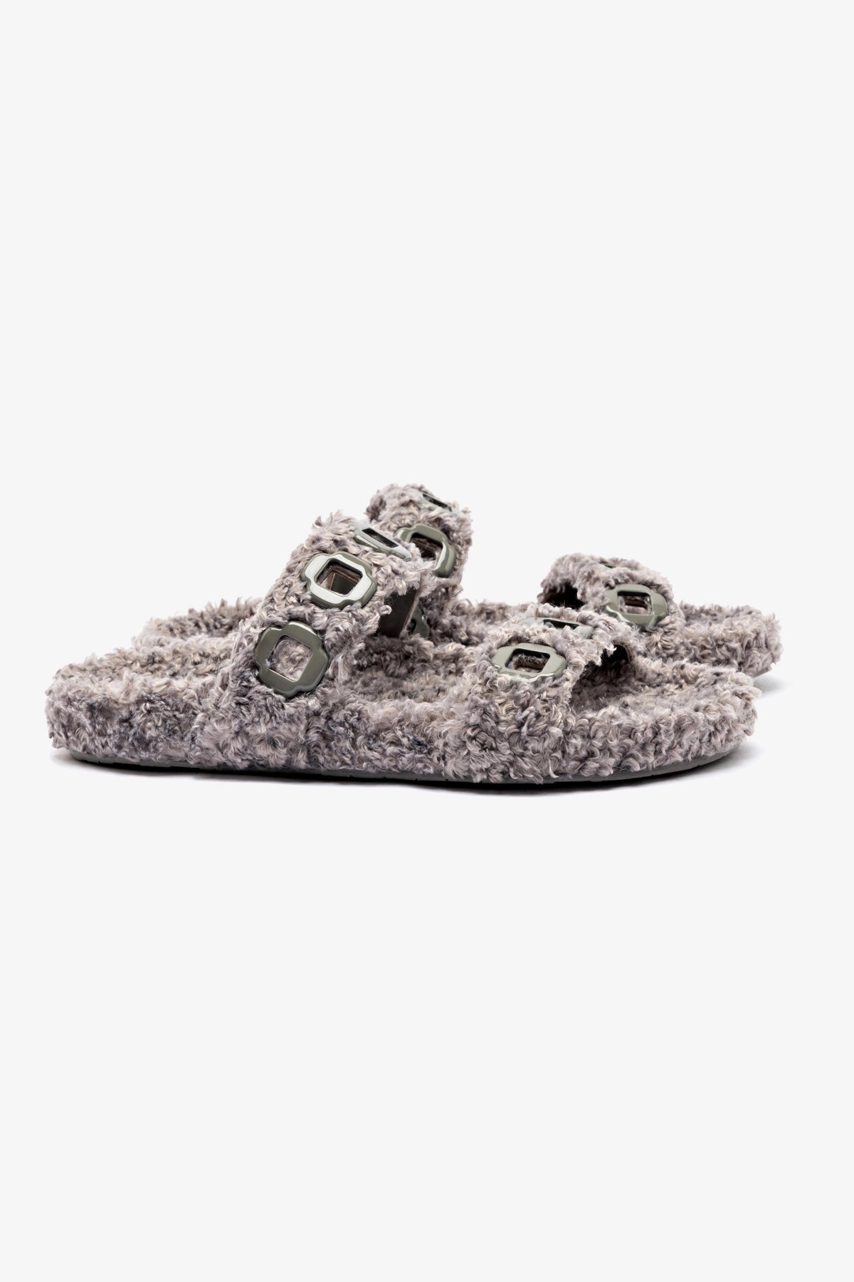 Milan Slide In Grey Faux Fur