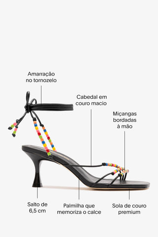 Larroudé x Ciao Lucia: Sandália Eloisa Couro Preto Sandal Larroudé x Ciao Lucia