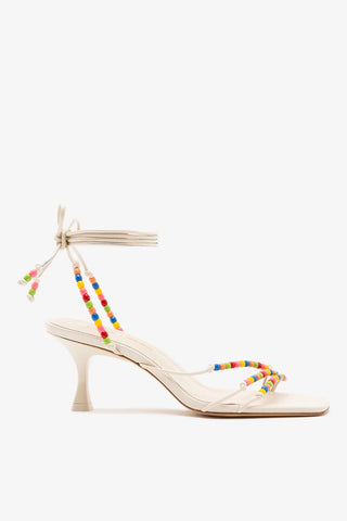 Larroudé x Ciao Lucia: Sandália Eloisa Couro Off White Sandal Larroudé x Ciao Lucia