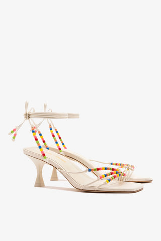 Larroudé x Ciao Lucia: Sandália Eloisa Couro Off White Sandal Larroudé x Ciao Lucia