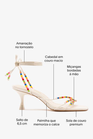 Larroudé x Ciao Lucia: Sandália Eloisa Couro Off White Sandal Larroudé x Ciao Lucia