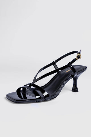 Sandália Daphne Couro Verniz Preto Sandal Larroudé