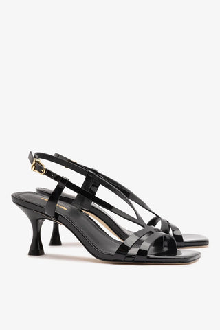 Sandália Daphne Couro Verniz Preto Sandal Larroudé