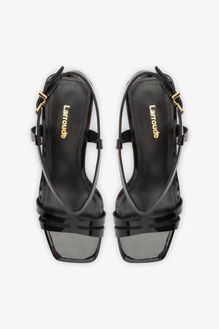 Sandália Daphne Couro Verniz Preto Sandal Larroudé