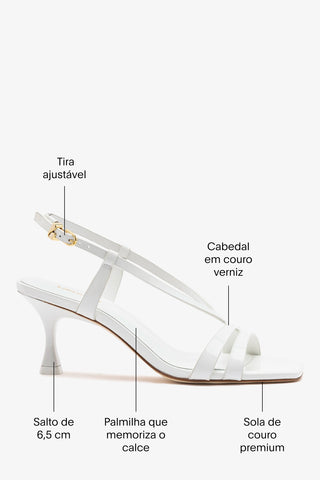 Sandália Daphne Couro Verniz Branco Sandal Larroudé