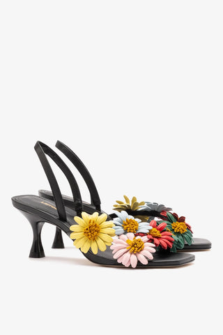 Sandália Fiore Couro Preto Sandal Larroudé