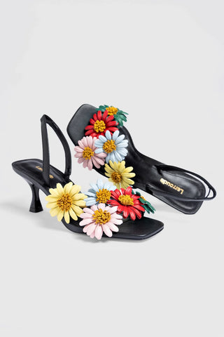 Sandália Fiore Couro Preto Sandal Larroudé