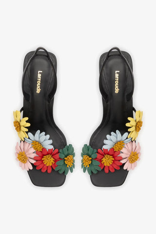 Sandália Fiore Couro Preto Sandal Larroudé