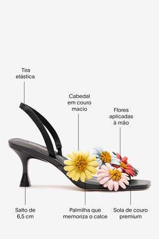 Sandália Fiore Couro Preto Sandal Larroudé
