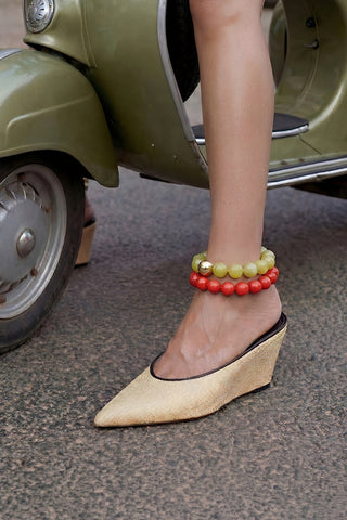 Mule Loulou Ráfia Bege Mule Larroudé