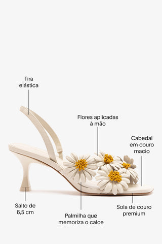 Sandália Fiore Couro Off White Sandal Larroudé