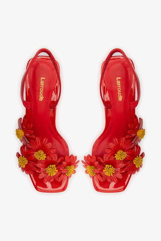 Sandália Fiore Couro Verniz Vermelho Sandal Larroudé