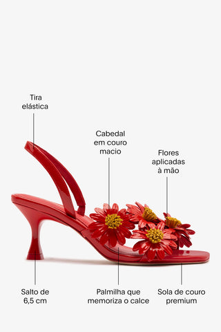 Sandália Fiore Couro Verniz Vermelho Sandal Larroudé