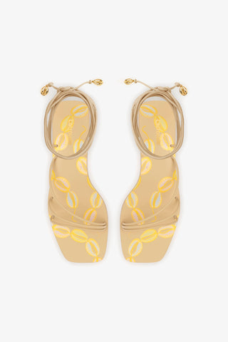 Nadia Flat Sandal In Beige Leather