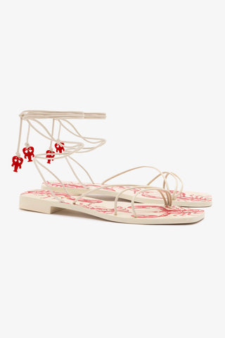Nadia Flat Sandal In Ivory Leather