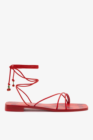 Sandália Flat Nadia Couro Vermelho Womens - Shoes - Flats Larroudé