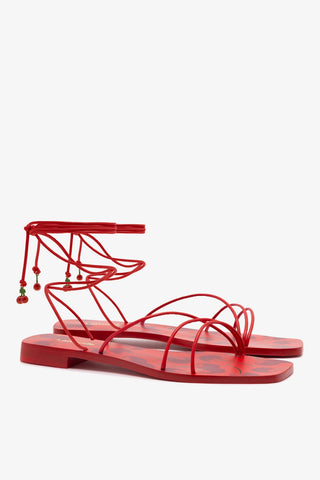 Sandália Flat Nadia Couro Vermelho Womens - Shoes - Flats Larroudé