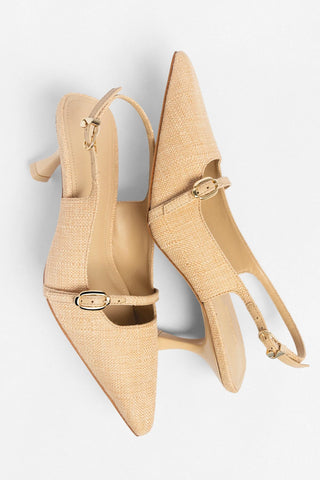 Slingback Ines Ráfia Bege