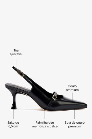 Slingback Ines Couro Preto