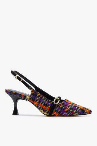 Slingback Ines Tweed Estampado Multicor