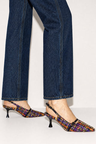 Slingback Ines Tweed Estampado Multicor