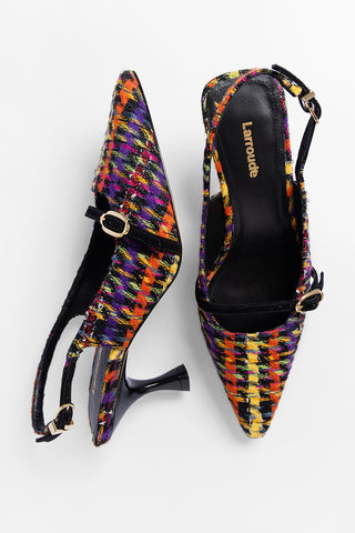 Slingback Ines Tweed Estampado Multicor