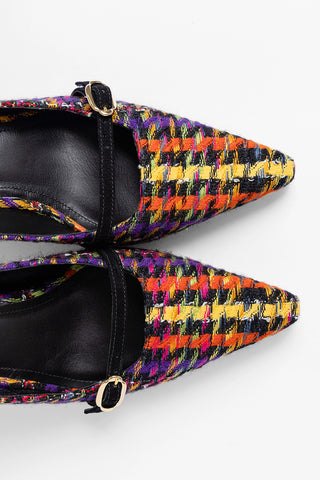 Slingback Ines Tweed Estampado Multicor