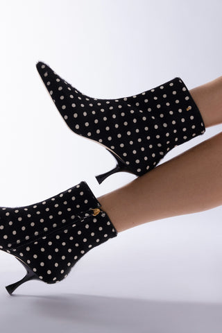 Bota Ines Couro Estampado Preto Boot Larroudé