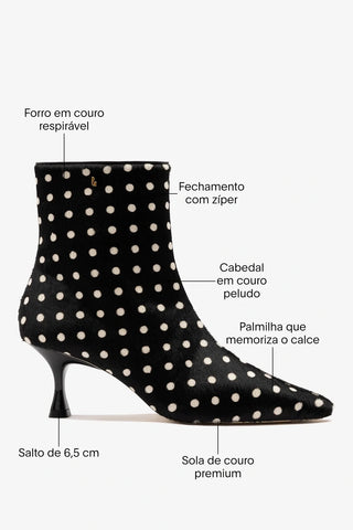 Bota Ines Couro Estampado Preto ABC