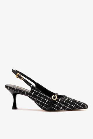 Slingback Ines Tweed Preto Pump Larroudé