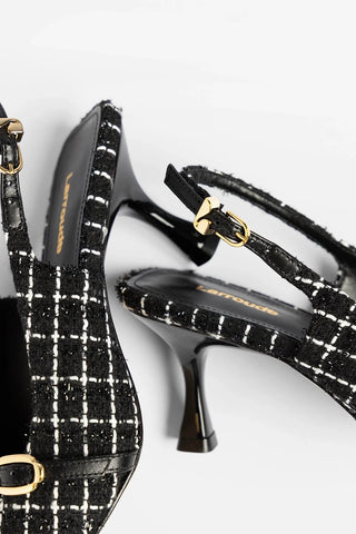 Slingback Ines Tweed Preto Pump Larroudé