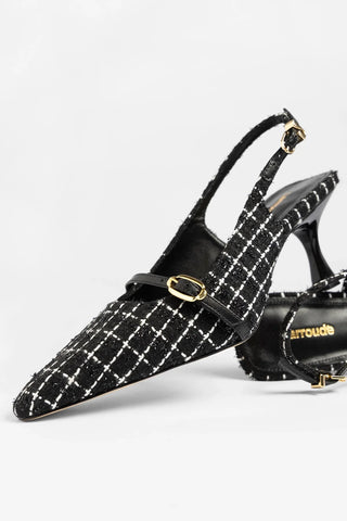 Slingback Ines Tweed Preto Pump Larroudé