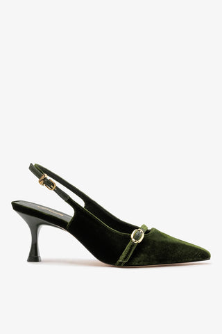 Slingback Ines Veludo Verde Pump Larroude