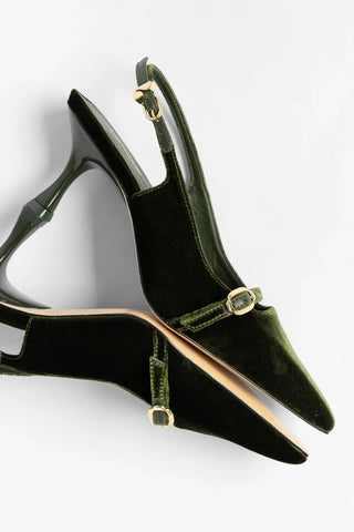 Slingback Ines Veludo Verde Pump Larroude