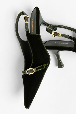 Slingback Ines Veludo Verde Pump Larroude