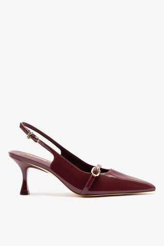 Slingback Ines Couro Bordô Pump Larroudé