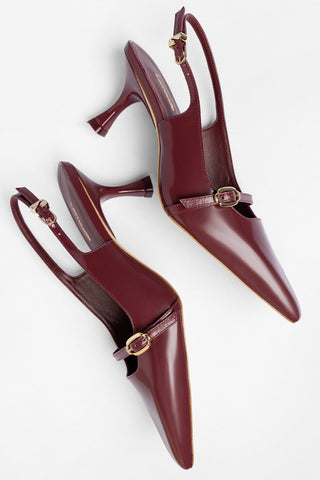 Slingback Ines Couro Bordô Pump Larroudé