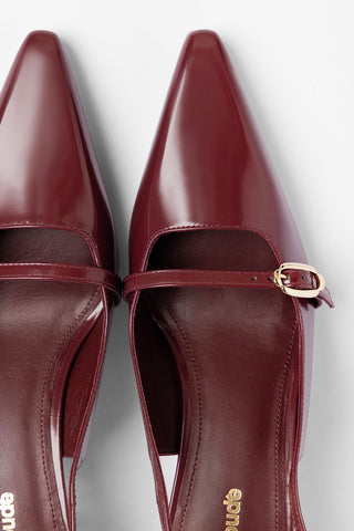 Slingback Ines Couro Bordô Pump Larroudé