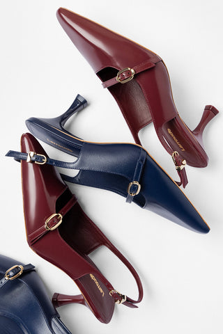 Slingback Ines Couro Bordô Pump Larroudé