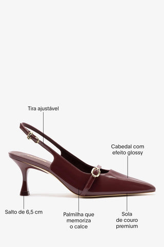 Slingback Ines Couro Bordô Pump Larroudé