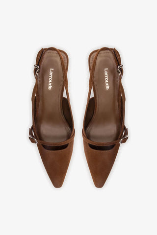 Slingback Ines Camurça Marrom Pump Larroudé