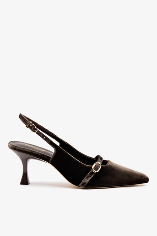 Slingback Ines Veludo Marrom